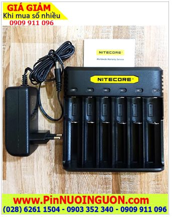 Nitecore Q6; Máy sạc pin Lithium 3.7v Nitecore Q6 _sạc được 1,2,3,4,5,6 Pin 18650,16340,14500,18350,...Bảo hành 01 năm